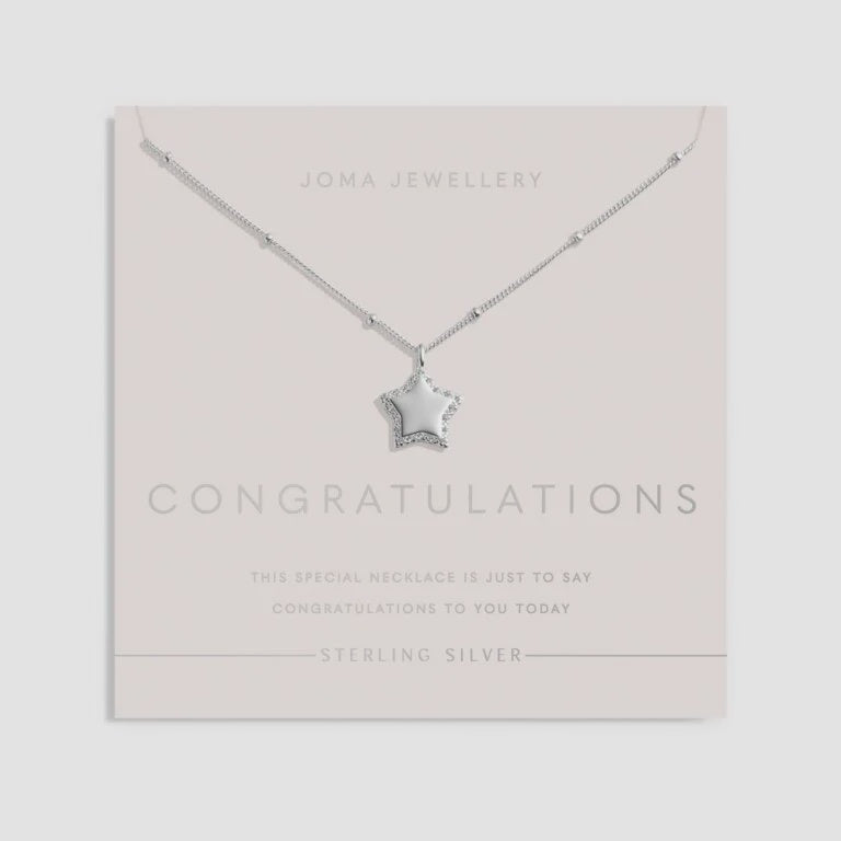 Joma Sterling Silver Congratulations Star Pave Necklace