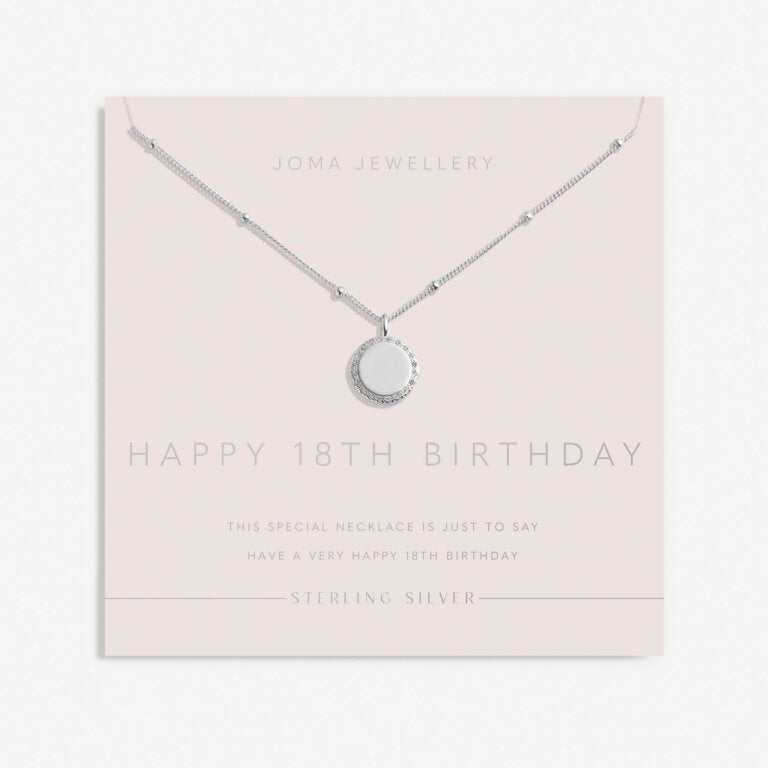 Joma Sterling Silver 18th Birthday Disc Pave Necklace