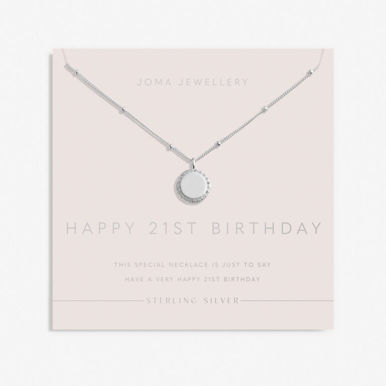 Joma Sterling Silver 21st Birthday Disc Pave Necklace