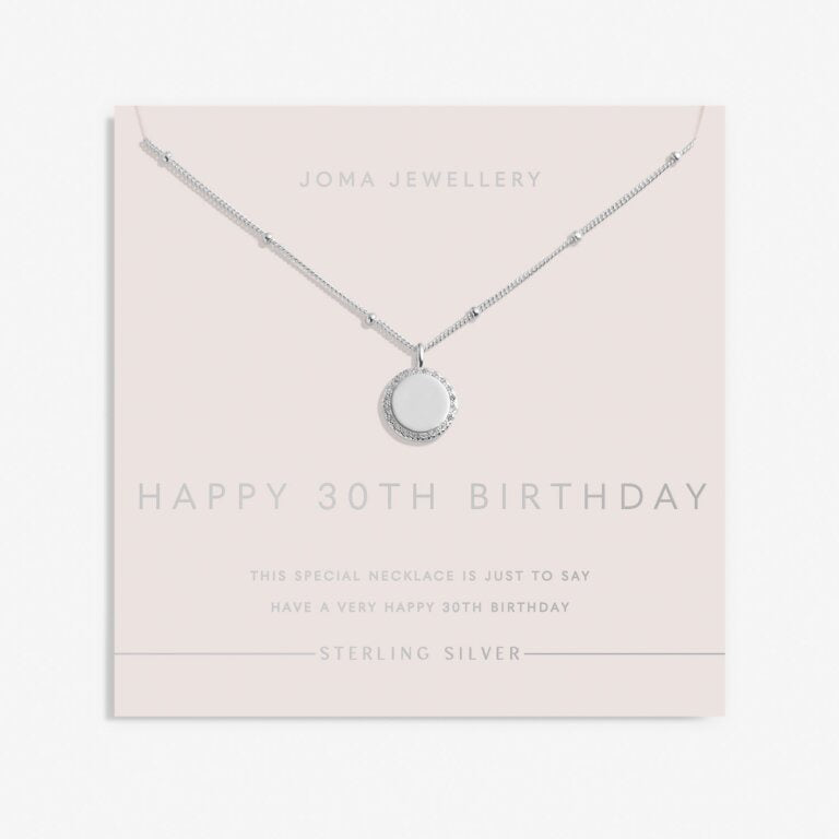 Joma Sterling Silver 30th Birthday Disc Pave Necklace