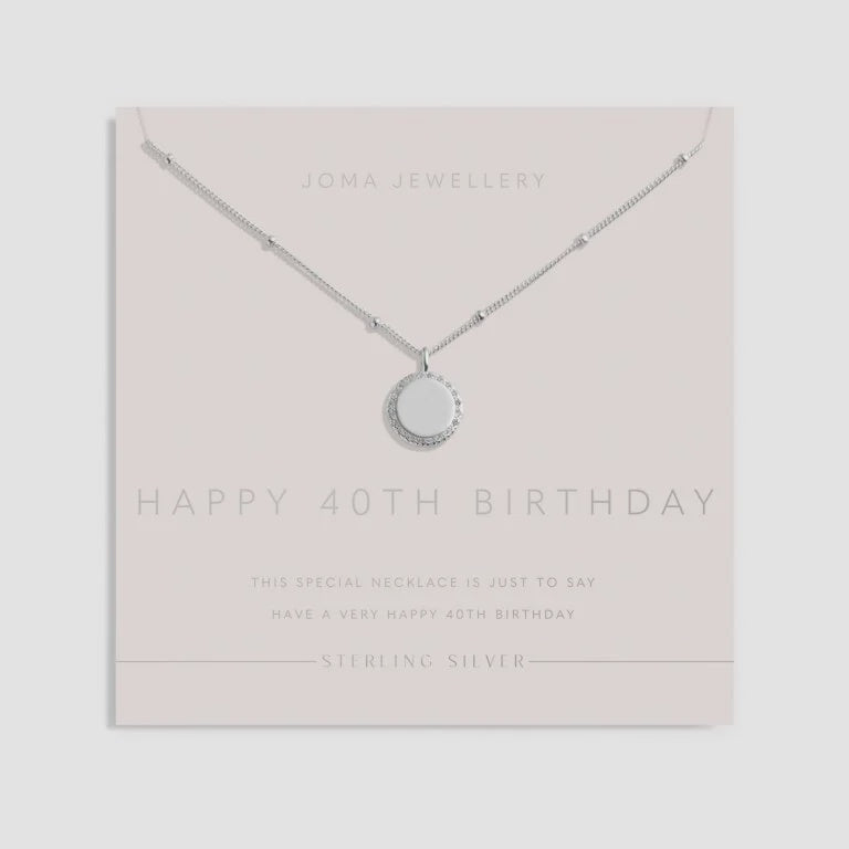 Joma Sterling Silver 40th Birthday Disc Pave Necklace