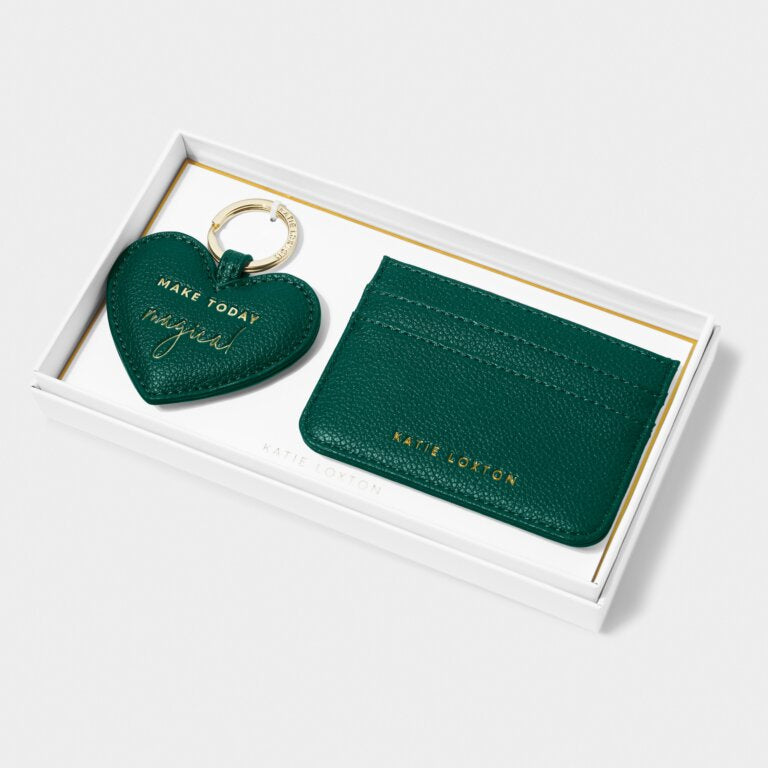 Katie Loxton Emerald Green Make Today Magical Heart Keyring & Card Holder Set