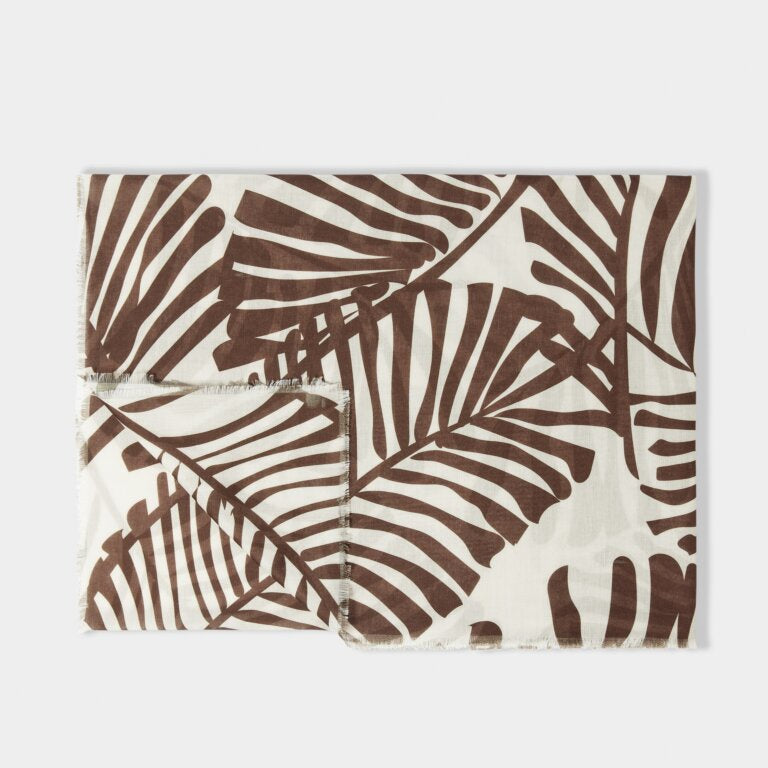 Katie Loxton Off White Tropical Leaf Printed Scarf