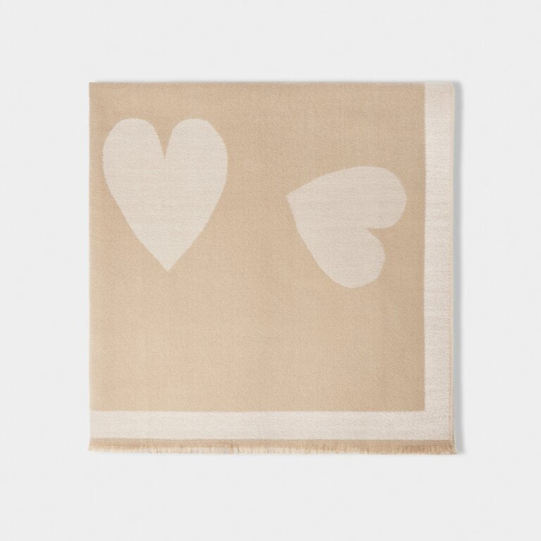 Katie Loxton Taupe Large Heart Printed Blanket Scarf