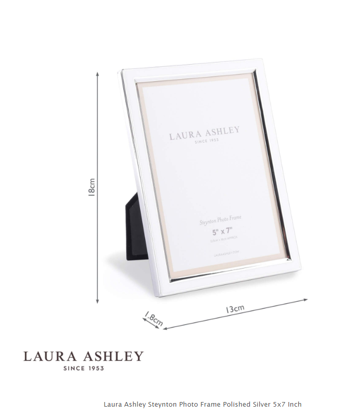 Laura Ashley Steynton 5 x 7 Photo Frame LA3756180-Q  Polished Silver