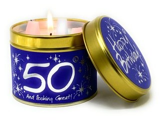 Happy Birthday 50 candle Tin by Lilyflame