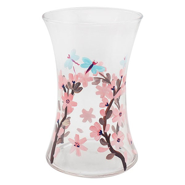 Hand Painted Flower Vase Glass Dragonfly