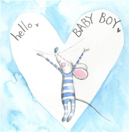 HELLO BABY BOY MOUSE CARD