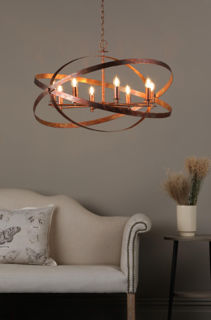 Dar Nitya 8 Light Pendant NIt0864 Mottled Copper