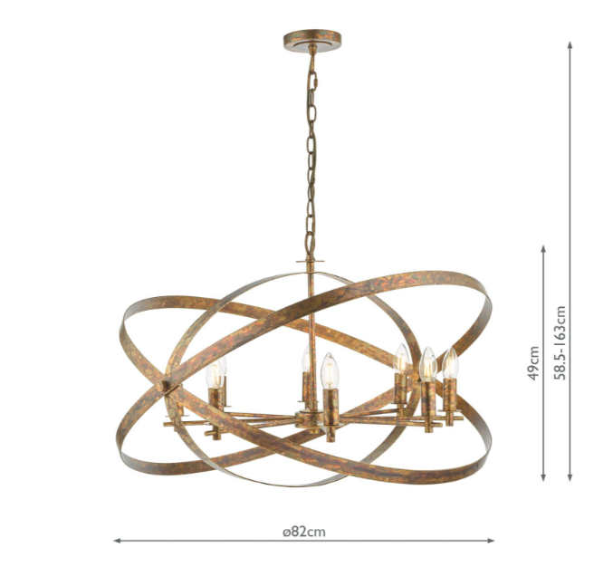 Dar Nitya 8 Light Pendant NIt0864 Mottled Copper