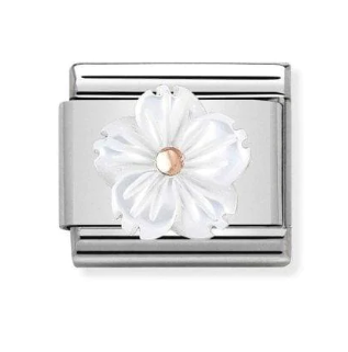 Nomination R/G White Mother Of Pearl Flower Charm
