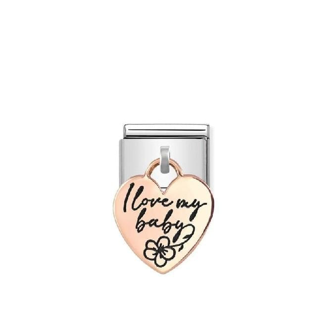 Nomination Rose Gold Heart I Love My Baby Charm
