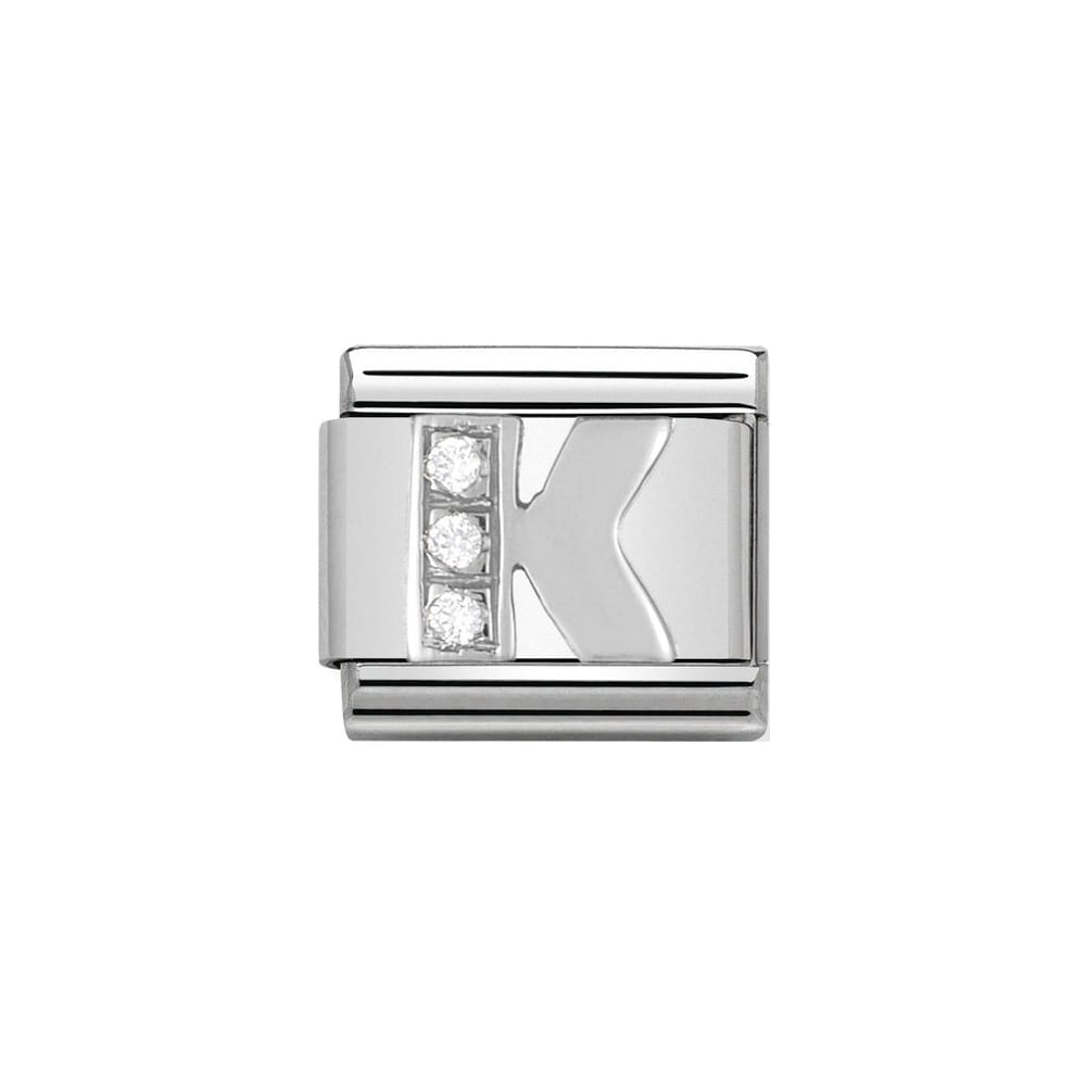 Nomination Silver CZ Initial K Charm