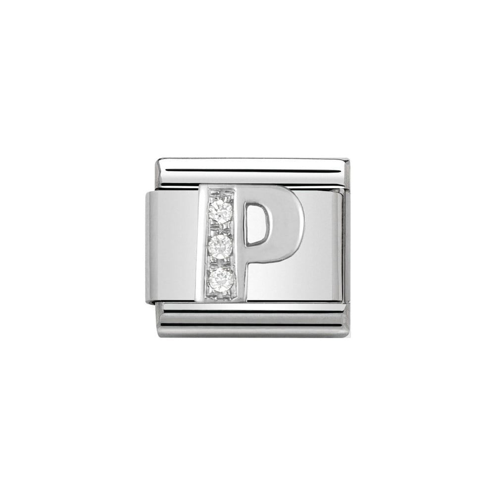 Nomination Silver CZ Initial P Charm