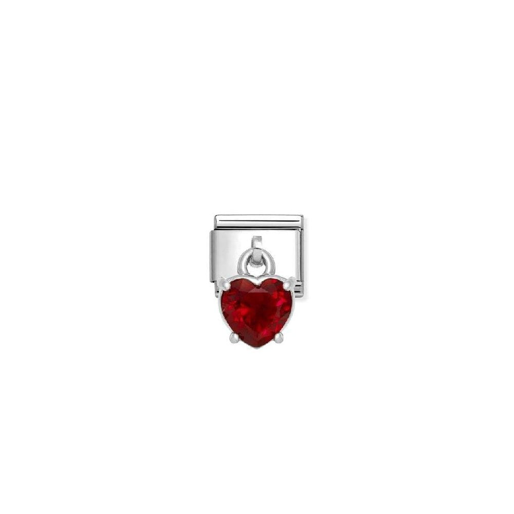 Nomination Silver Red Heart CZ Dangle Charm