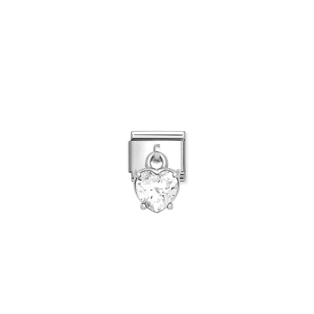 Nomination Silver White Heart CZ Dangle Charm