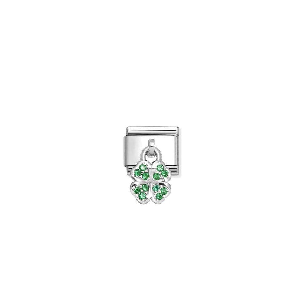 Nomination Silver Green Four Leaf Clover Dangle Charm