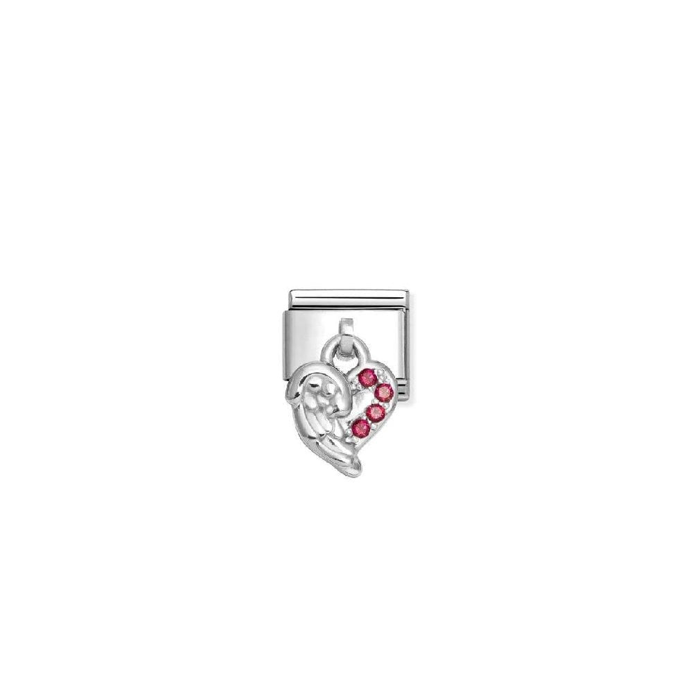 Nomination Silver Red Heart With Wing Dangle Charm