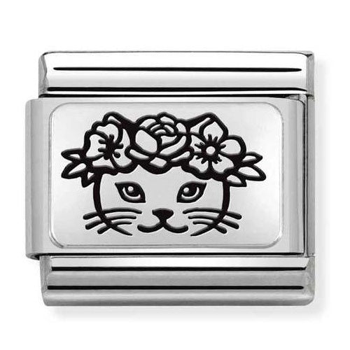 Nomination Composable Cat with Flowers Charm