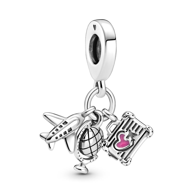 Pandora Summer Plane, Globe and Suitcase Dangle Charm 799435C01