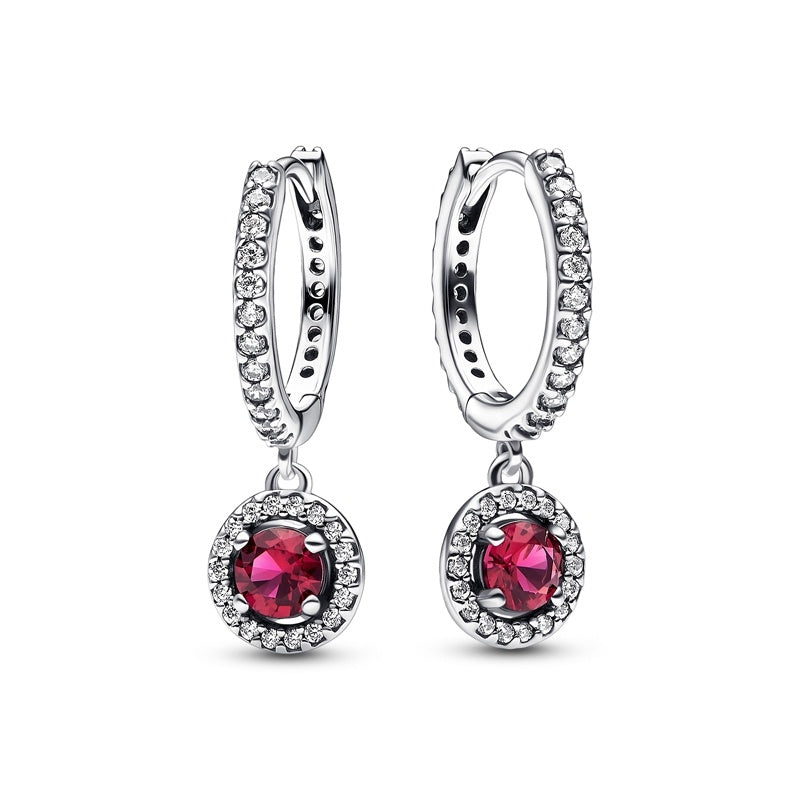 Pandora Red Round Sparkling Hoop Earrings 292379C01