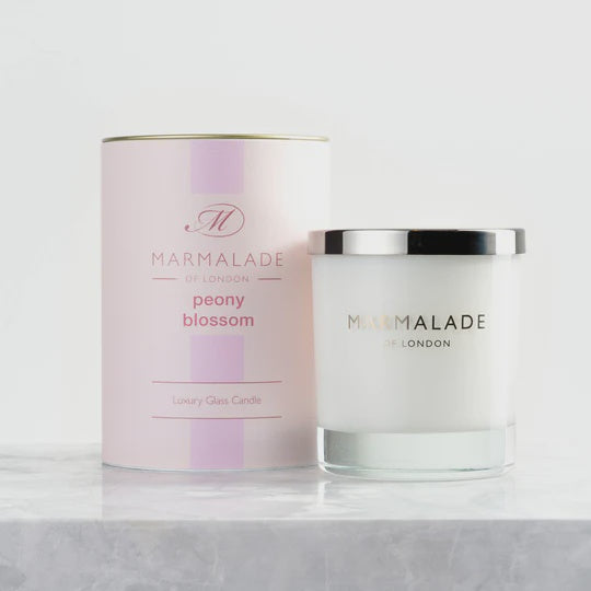 Peony Blossom Luxury Glass Candle by Marmalade of London