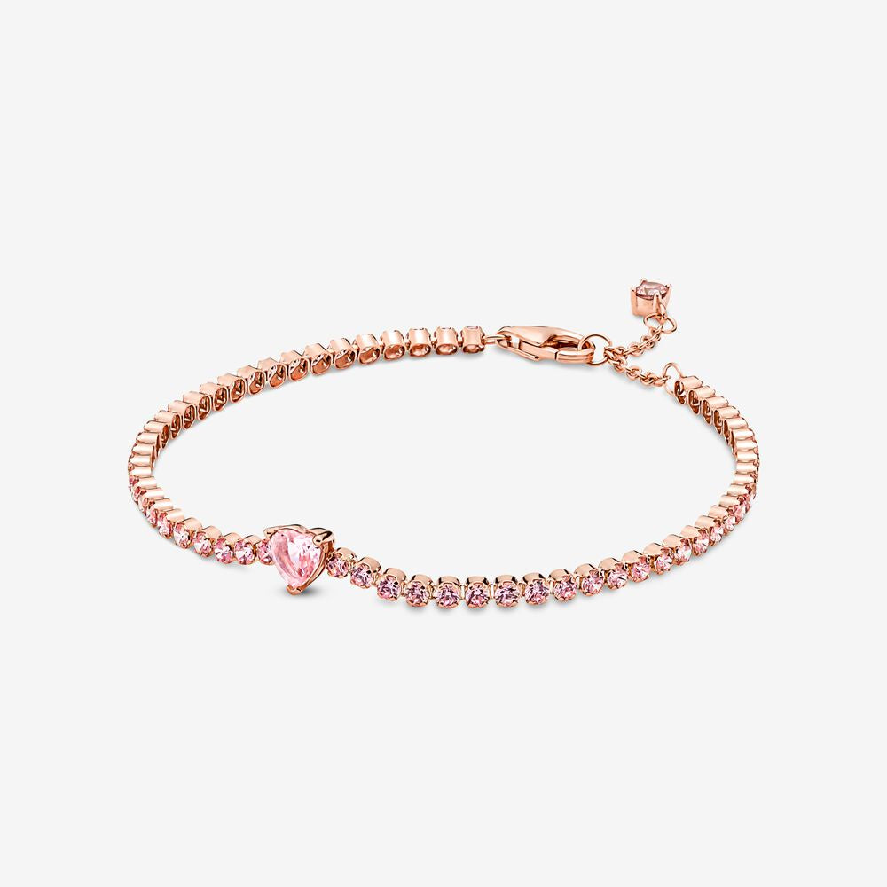 Pandora Rose and Pink Sparkling Heart Tennis Bracelet
