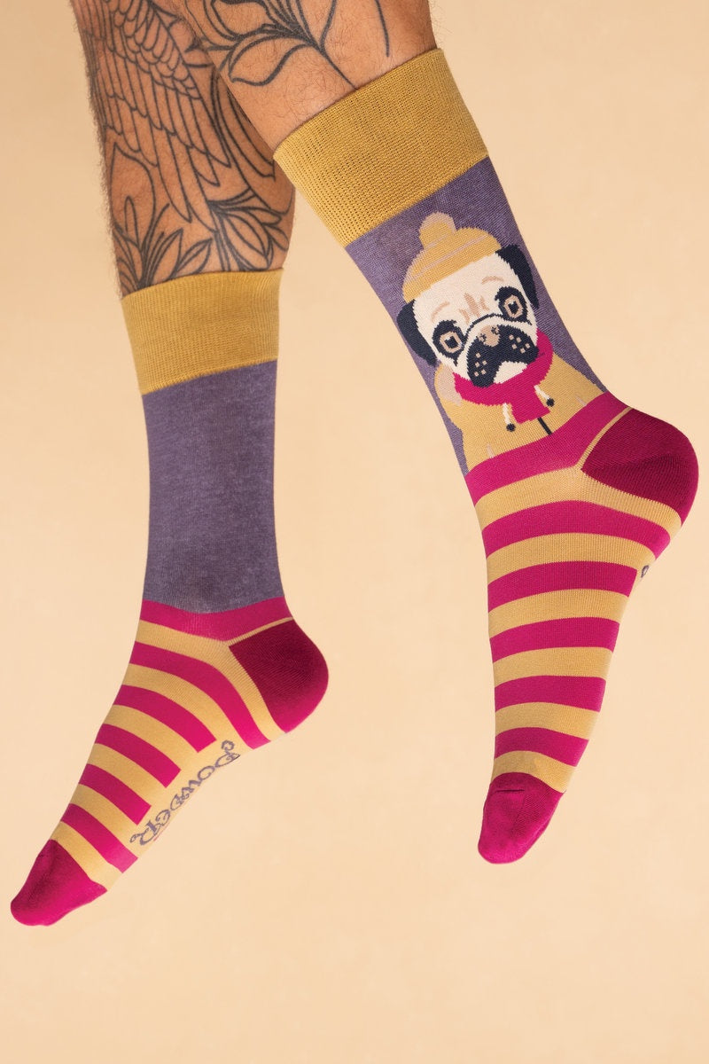 Powder Fisherman Pug Men's Socks - Mustard