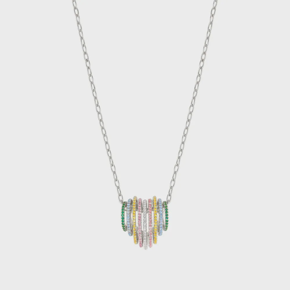 Nomination Lovelight Silver Rainbow CZ Heart Necklace