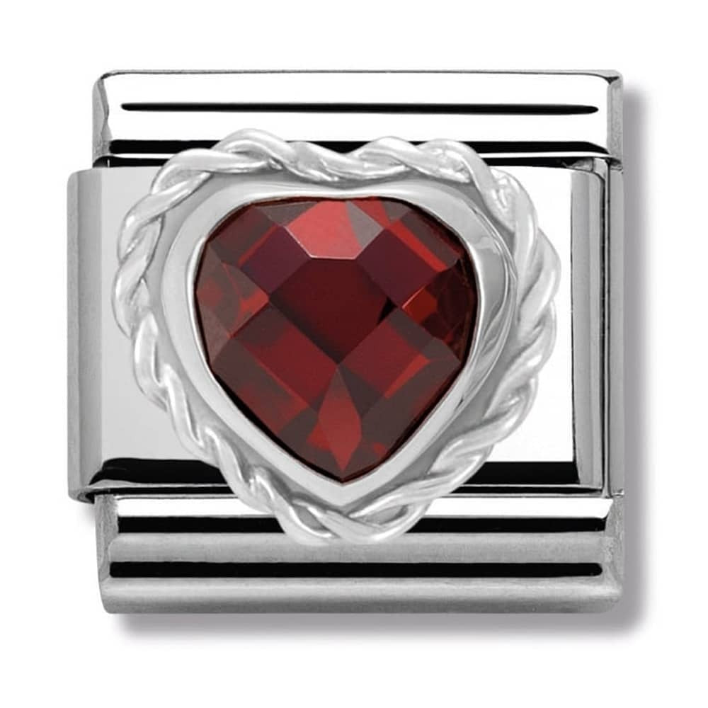 Nomination Silver Red Faceted Heart Charm