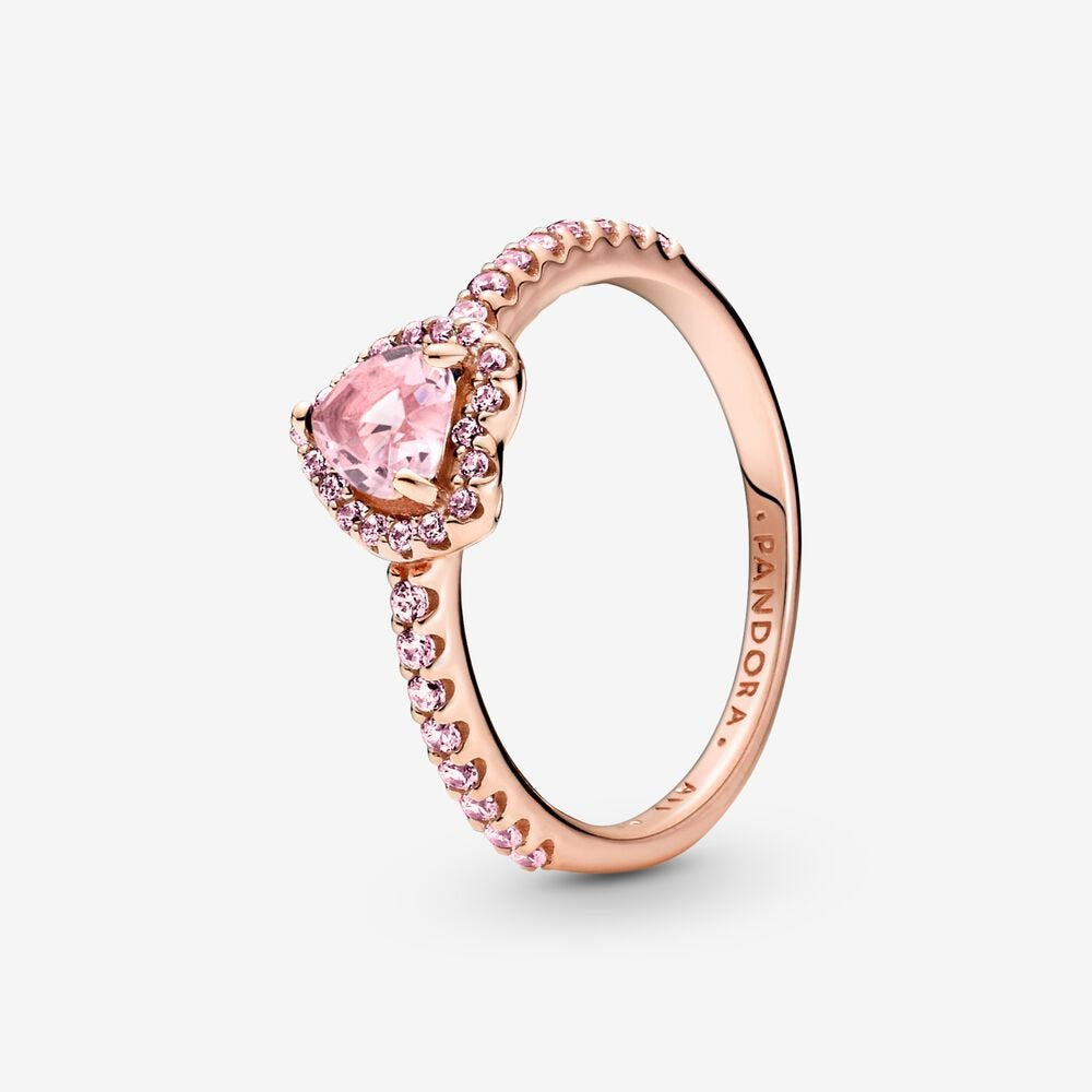 Pandora Rose and Pink Sparkling Elevated Heart Ring