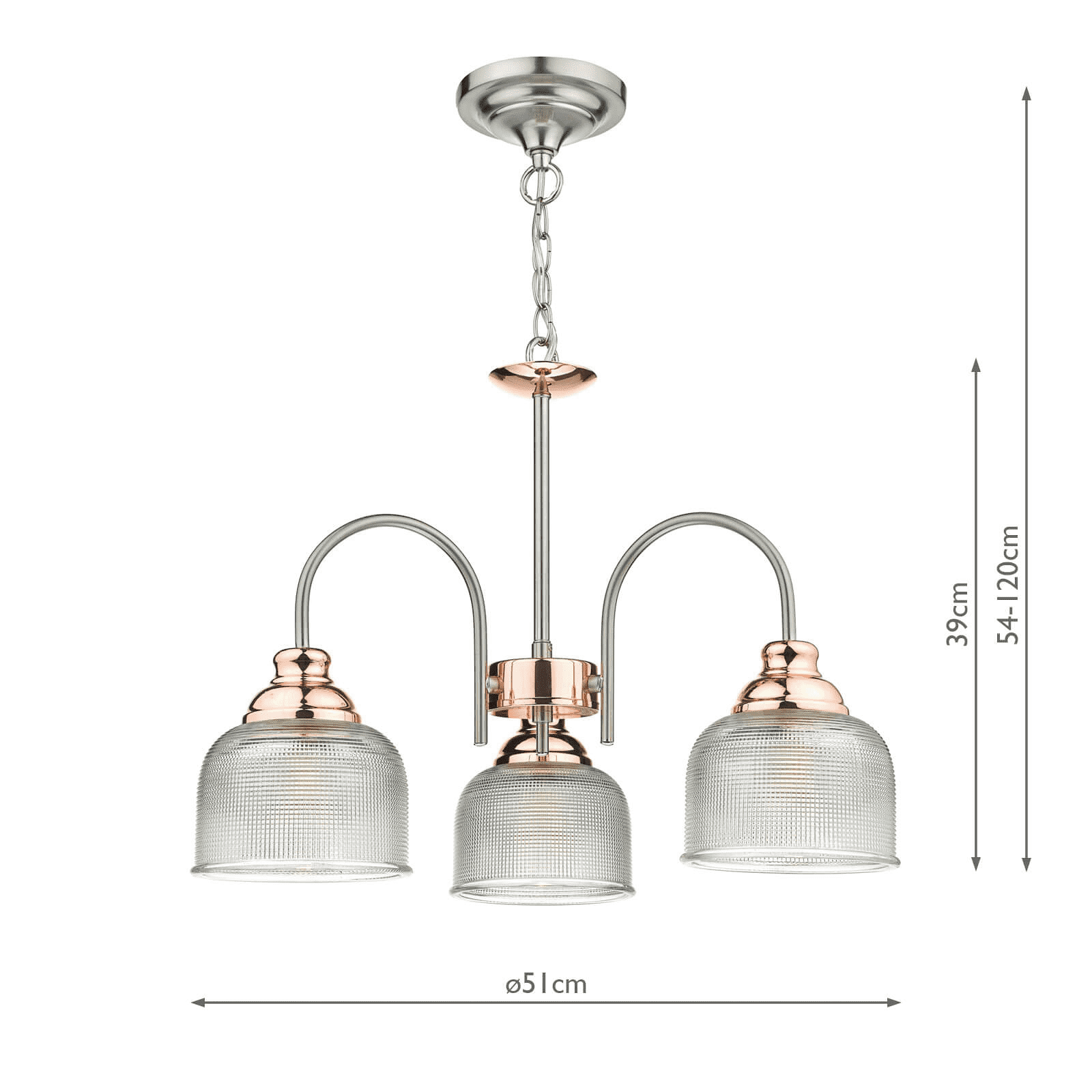 3 Light Copper Pendant Ceiling Light