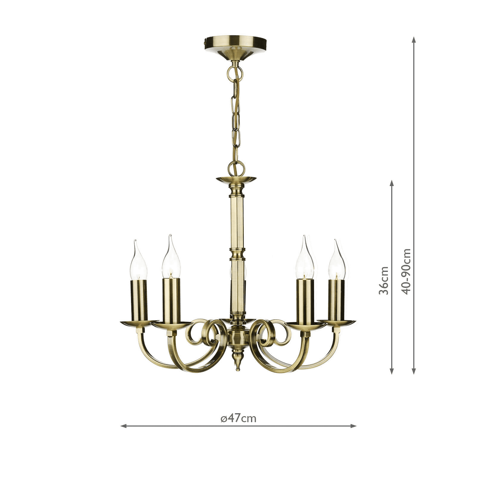 5LT Pendant Ceiling Light - Antique Brass
