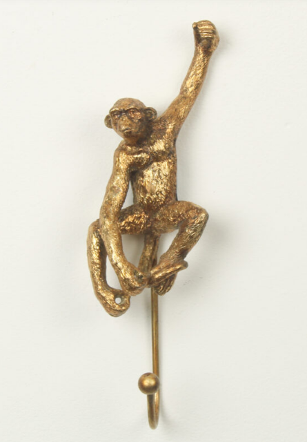 Small Gold Monkey Coat Hook