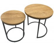 On Trend Round Nest Of 2 Tables - Oak